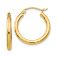 14ky polished 2.5mm tube hoop earrings-20mm