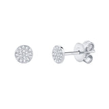 Shy Creation White Gold Pave Diamond Circle Studs - Be On Park