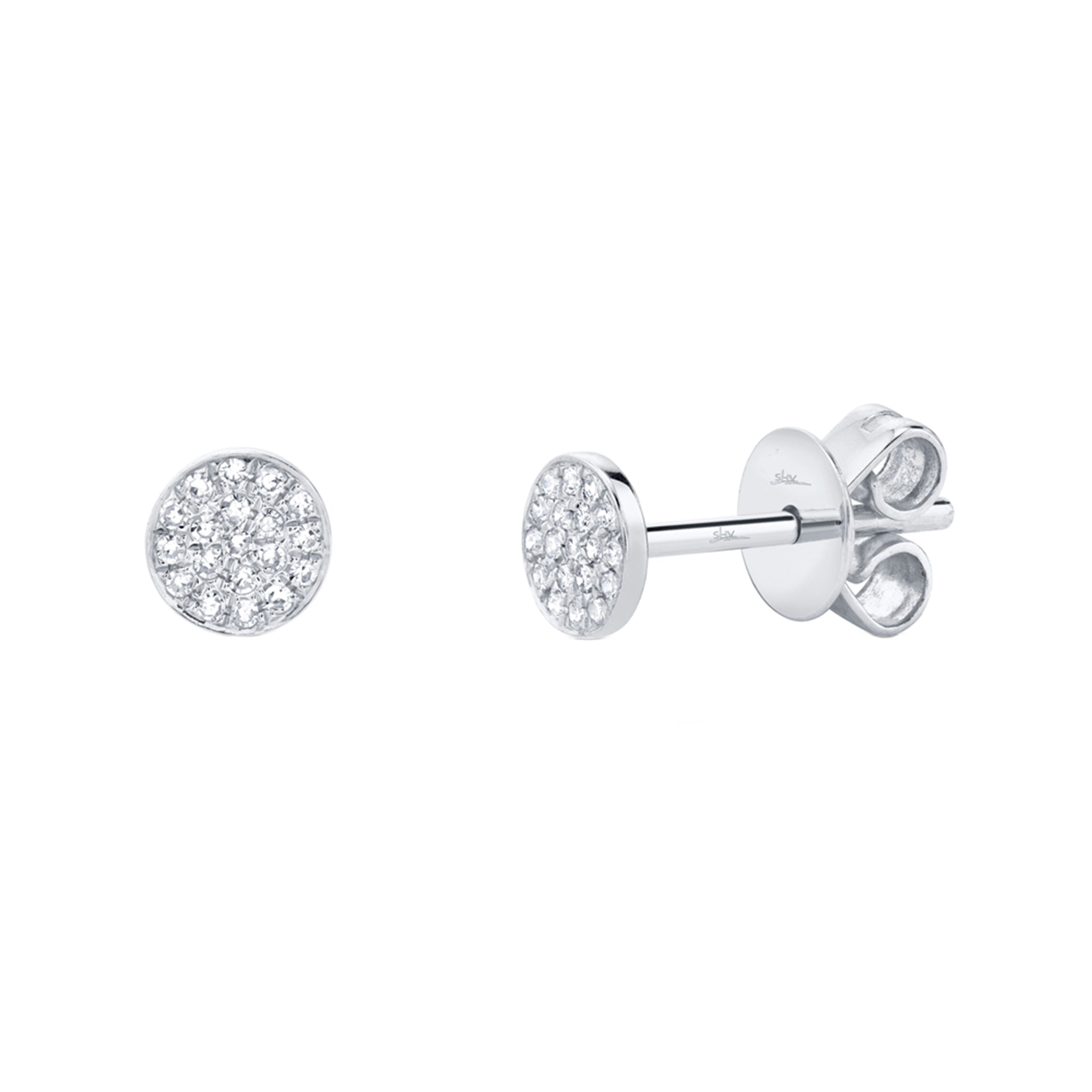 Shy Creation White Gold Pave Diamond Circle Studs - Be On Park