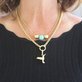 Jenna Blake Turquoise and Gold 3 Ball Chain