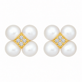 Paul Morelli 18K Yellow Gold Sequence Pearl & Diamond Stud Earrings