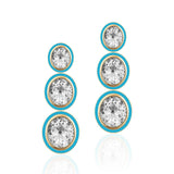 Goshwara "Melange" 3 Tier Oval Shaped Rock Crystal & Turquoise Earrings