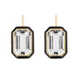 Goshwara 'Queen" Emerald Cut Rock Crystal and Black Enamel Drop Earrings