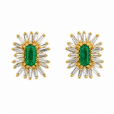 Suzanne Kalan 18K Yellow Gold Emerald & Diamond Fireworks Earrings