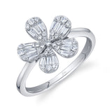 Shy Creation Baguette Diamond Flower Ring