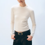 White + Warren Cashmere Fitted Crewneck in Soft White - Be On Park