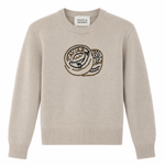 White + Warren Cashmere Embroidered Caviar Sweater in Natural Heather - Be On Park