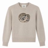 White + Warren Cashmere Embroidered Caviar Sweater in Natural Heather - Be On Park