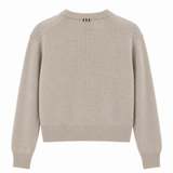 White + Warren Cashmere Embroidered Caviar Sweater in Natural Heather - Be On Park