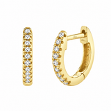 Shy Creation 14K Yellow Gold Classic Mini Diamond Huggie Earrings