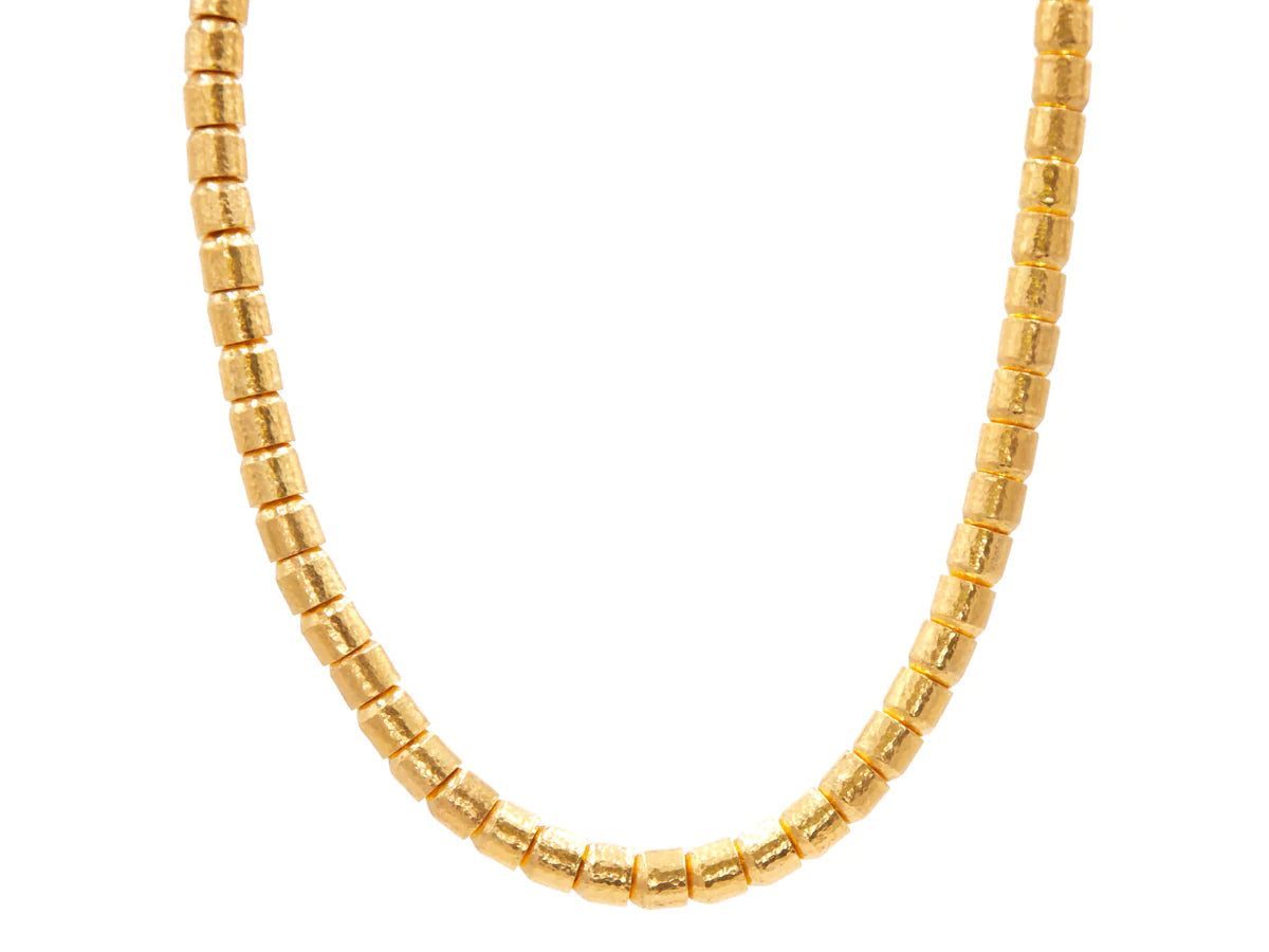 GURHAN Vertigo Gold Single Strand Short Necklace, 9mm Hammered Beads, With No Stone - Be On Park