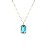 Goshwara 'Manhattan' Emerald Cut Blue Topaz Bezel Set Necklace