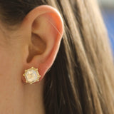 Goshwara Moon Quartz & Diamond Octagon Studs