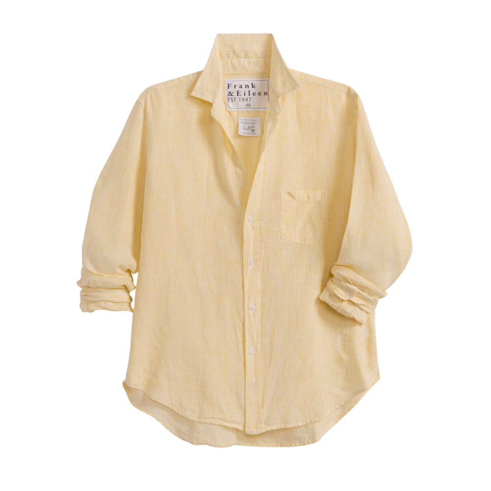 Frank & Eileen Eileen Relaxed Button Up Shirt in Yellow Stripe - Be On Park