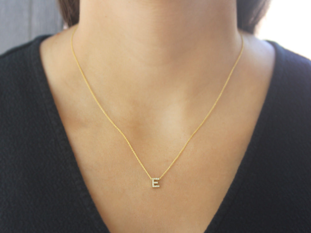 Roberto Coin 16-18" love letter diamond "E" necklace, additional letters available - Be On Park