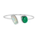 Yael Designs Emerald and White Opal Diamond Bangle