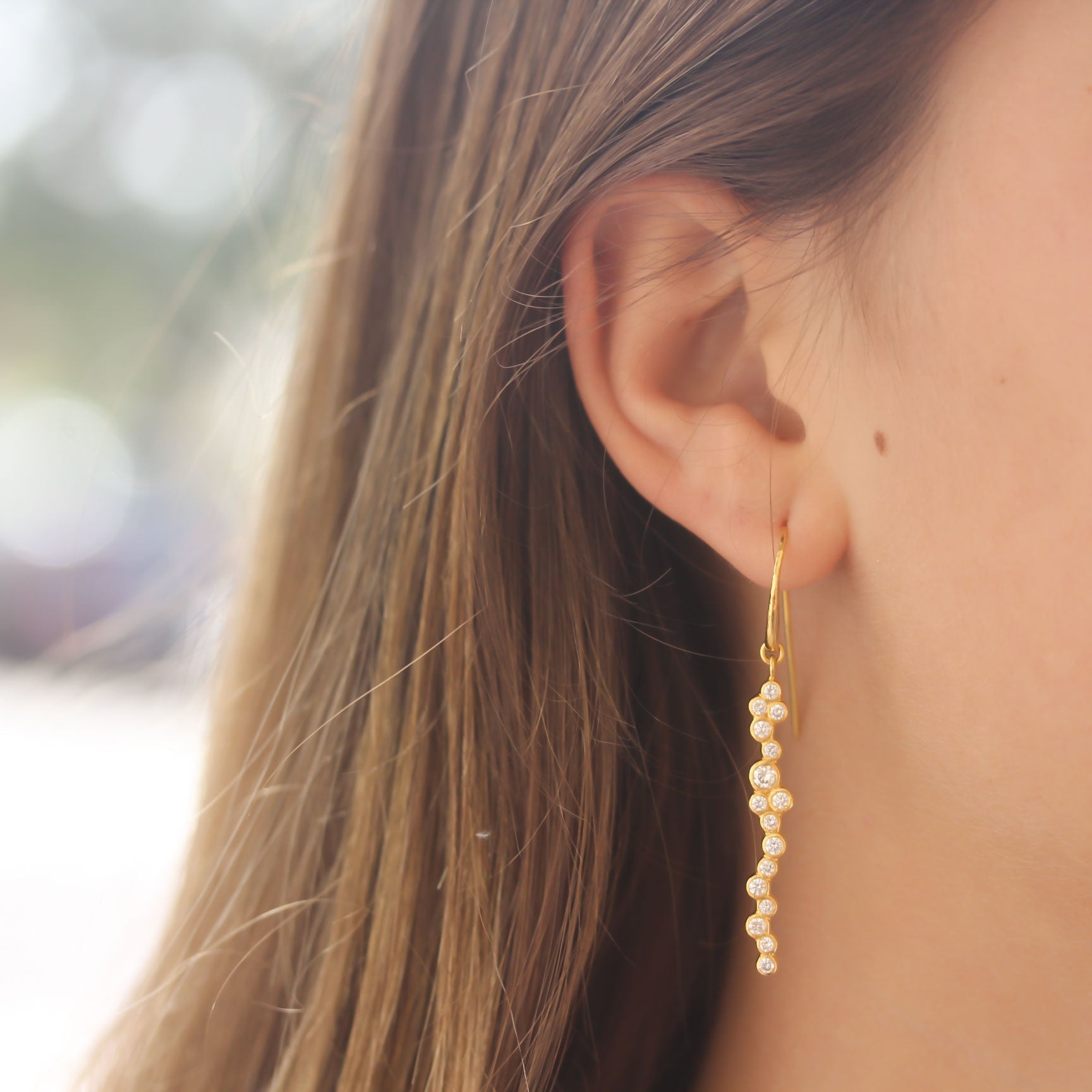 Gurhan Pointelle Diamond Bar Earrings with Mix Size Diamond - Be On Park