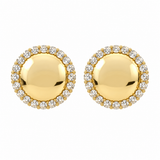 XO Jewels 14K Yellow Gold Diamond Polished Concave Disc Earrings