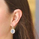 Goshwara 'Freedom' Oval Moon Quartz Disc and Diamond Drop Earrings