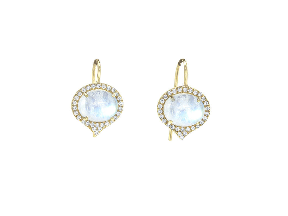 Lauren K oval cabochon rainbow moonstone "Jordan" earrings - Be On Park