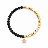 Sydney Evan Diamond Star Charm Black Onyx & 14K Yellow Gold Beaded Bracelet