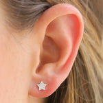 Shy Creation White Gold Mini Pave Diamond Star Studs - Be On Park