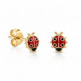 Sydney Evan 14K Yellow Gold Mini Enamel Ladybug Stud Earrings