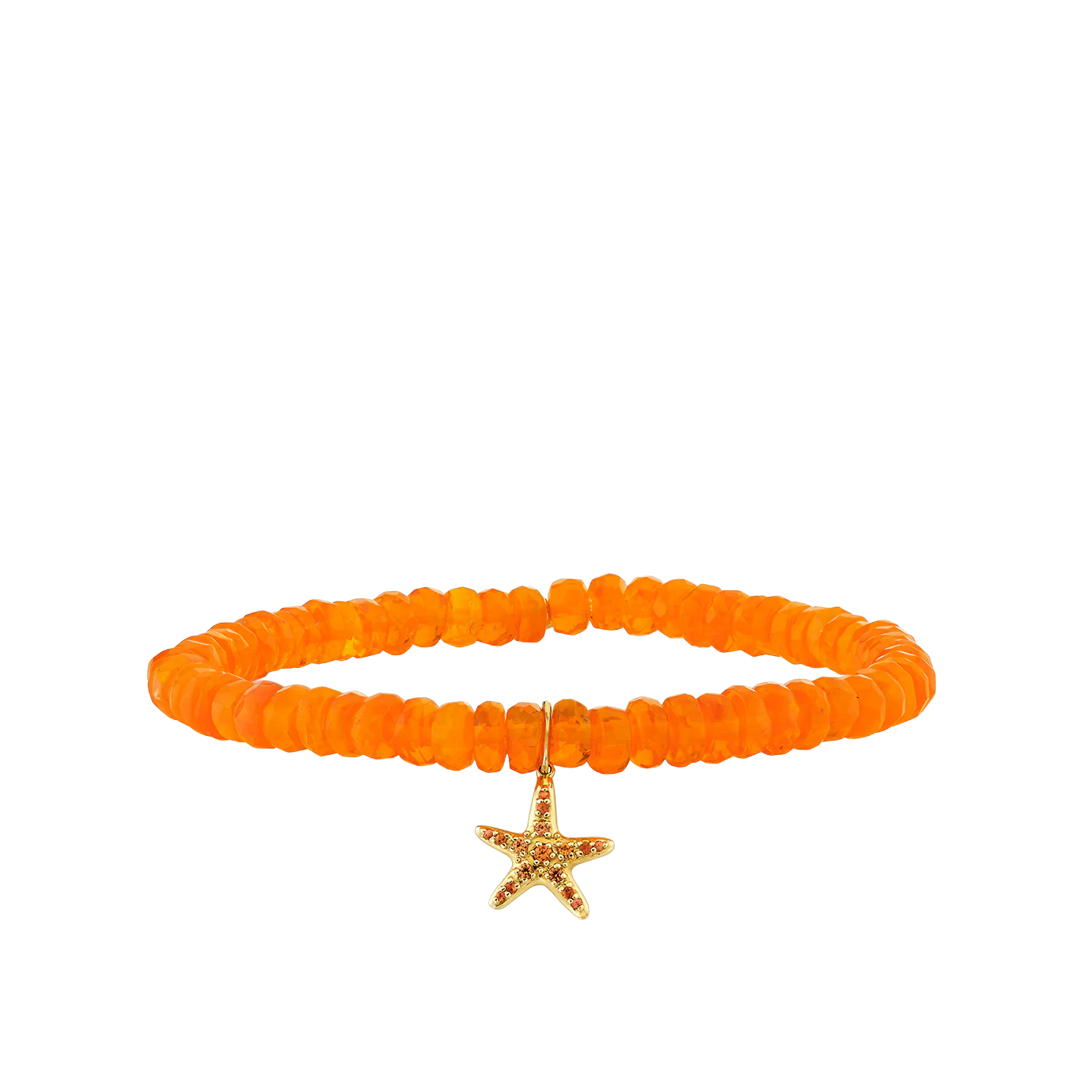 Sydney Evan Tangerine Dream Ethiopian Opal Beaded Bracelet with Orange Sapphire Starfish Charm - Be On Park