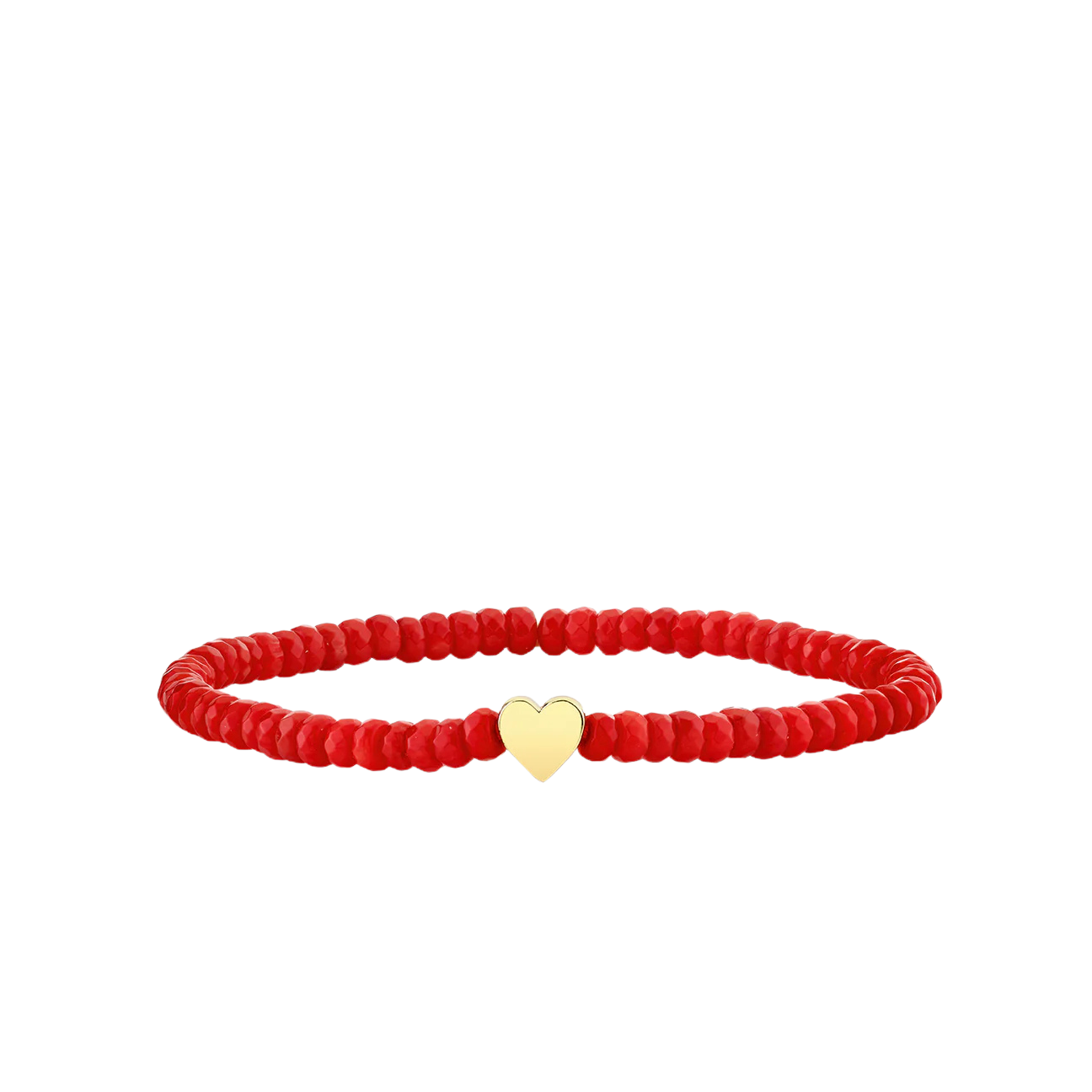 Sydney Evan Red Bamboo Coral Beaded Bracelet with Tiny Heart Bead - Be On Park