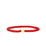 Sydney Evan Red Bamboo Coral Beaded Bracelet with Tiny Heart Bead - Be On Park
