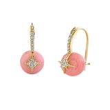 Sydney Evan Pink Opal Starburst Earrings with Diamond