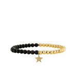 Sydney Evan Gold and Matte Black Onyx Beaded Bracelet with Diamond Star Charm - Be On Park