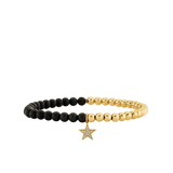 Sydney Evan Gold and Matte Black Onyx Beaded Bracelet with Diamond Star Charm - Be On Park