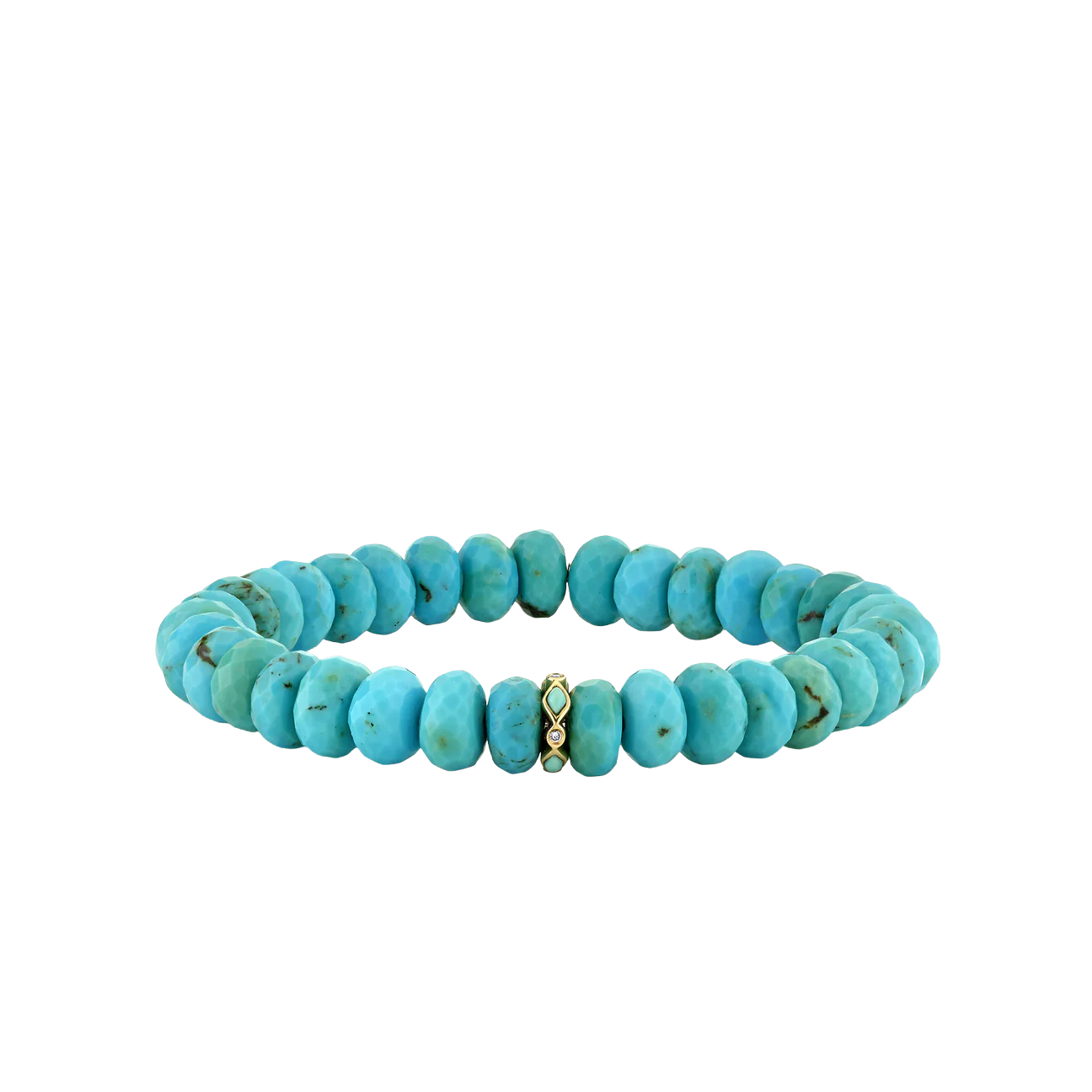 Sydney Evan Turquoise Beaded Bracelet with Diamond and Turquoise Rondelle - Be On Park