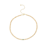 Sydney Evan Cream Jasper Beaded Necklace with Scallop Edge Turquoise