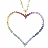 Multicolor Sapphire Large Heart Necklace