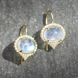Lauren K oval cabochon rainbow moonstone "Jordan" earrings - Be On Park