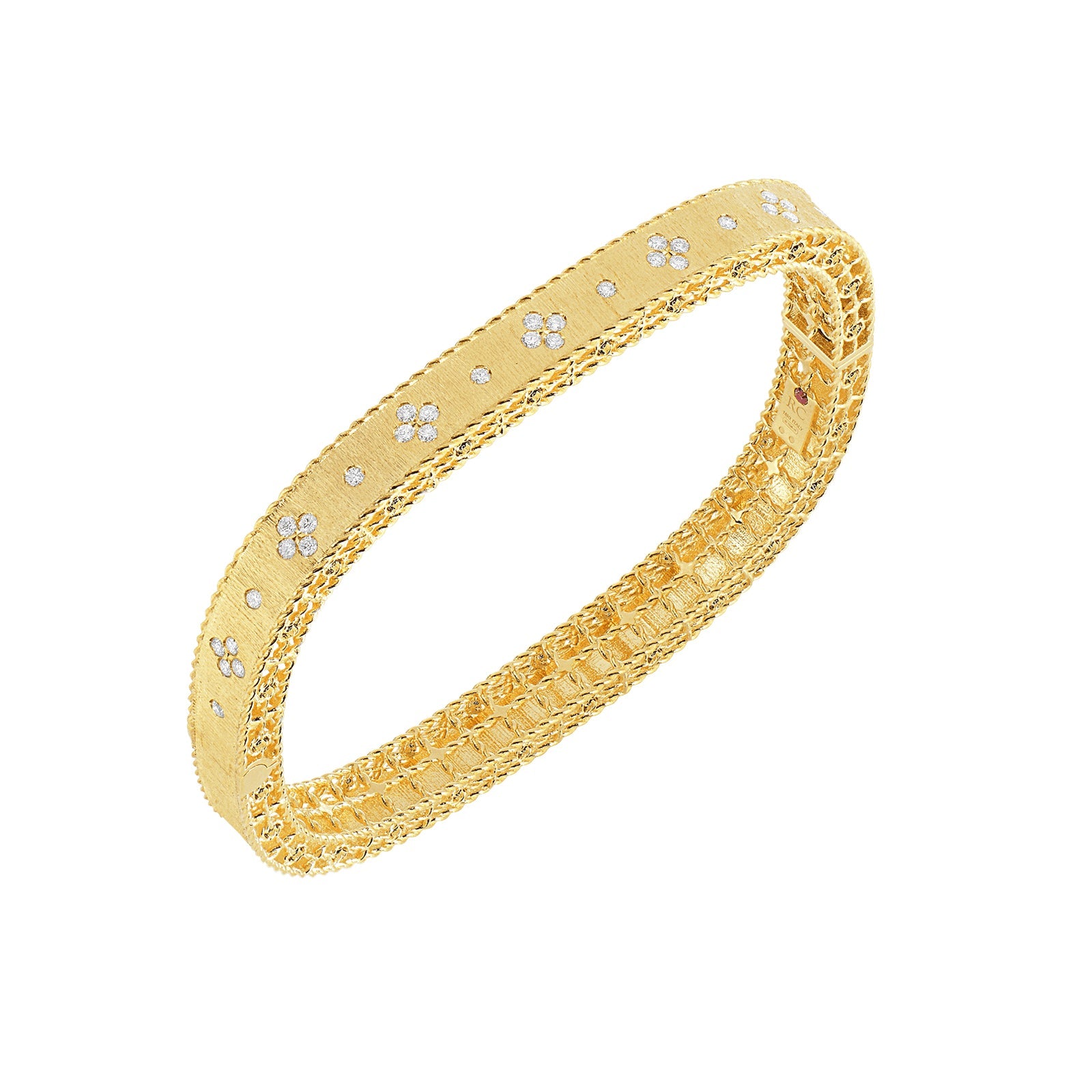 Roberto Coin Fleur de Lis diamond bangle with satin finish - Be On Park