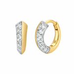 Jade Trau Mini Frankie Half Diamond Huggie Earrings in 18K Yellow Gold - Be On Park