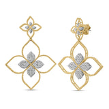 Roberto Coin PRINCESS FLOWER LARGE OPEN FRAME PAVÉ DIAMOND DROP EARRINGS