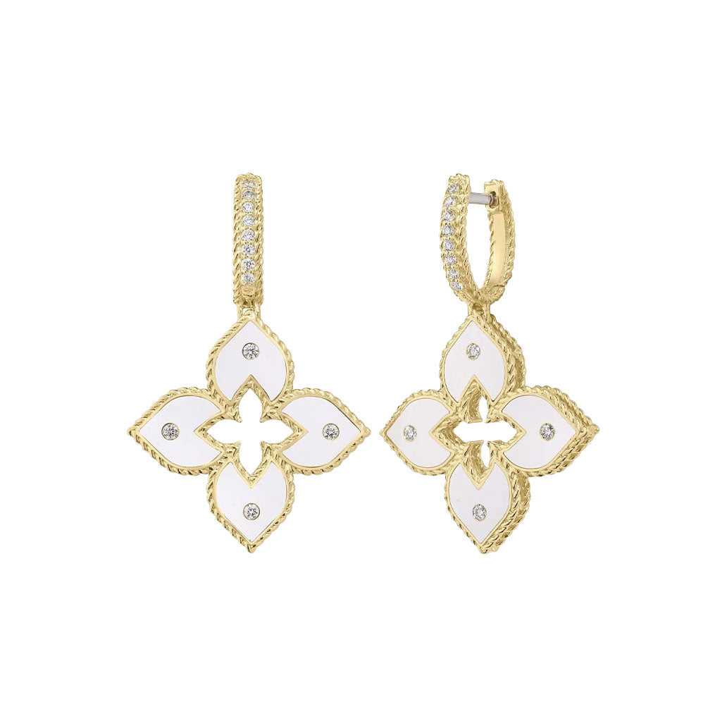 Roberto Coin White Enamel Venetian Princess Earrings with Diamond - Be On Park