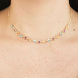 John Apel Malaya Garnet, Mandarine Garnet, and Blue Zircon Necklace
