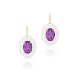 Goshwara "Queen" Faceted Oval Amethyst & White Enamel Earrings