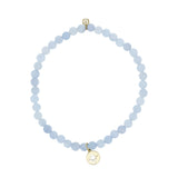 Sydney Evan 4mm Aquamarine Round Bracelet with 14ky Tiny Pure Starburst Medallion Charm Bracelets