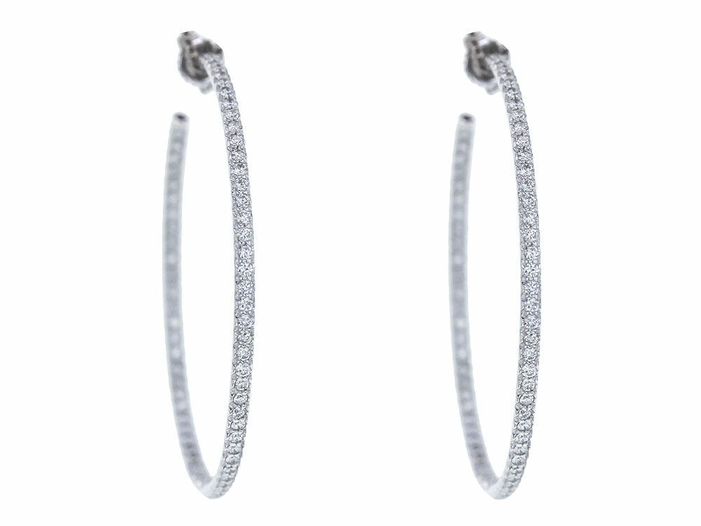 Roberto Coin 45mm micro-pave diamond hoop earrings - Be On Park