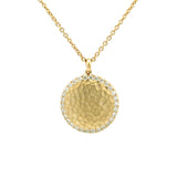 XO Jewels Hammered Gold Medallion with Diamond