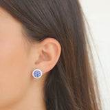 XO Jewels Round Cluster Sapphire and Diamond Stud Earrings