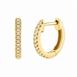 Shy Creation 14K Yellow Gold Classic Diamond Huggie Earrings