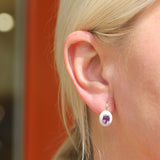 Goshwara "Queen" Faceted Oval Amethyst & White Enamel Earrings