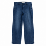 Frank & Eileen The Italian Wide Leg Light Denim Chino in Washed Blue